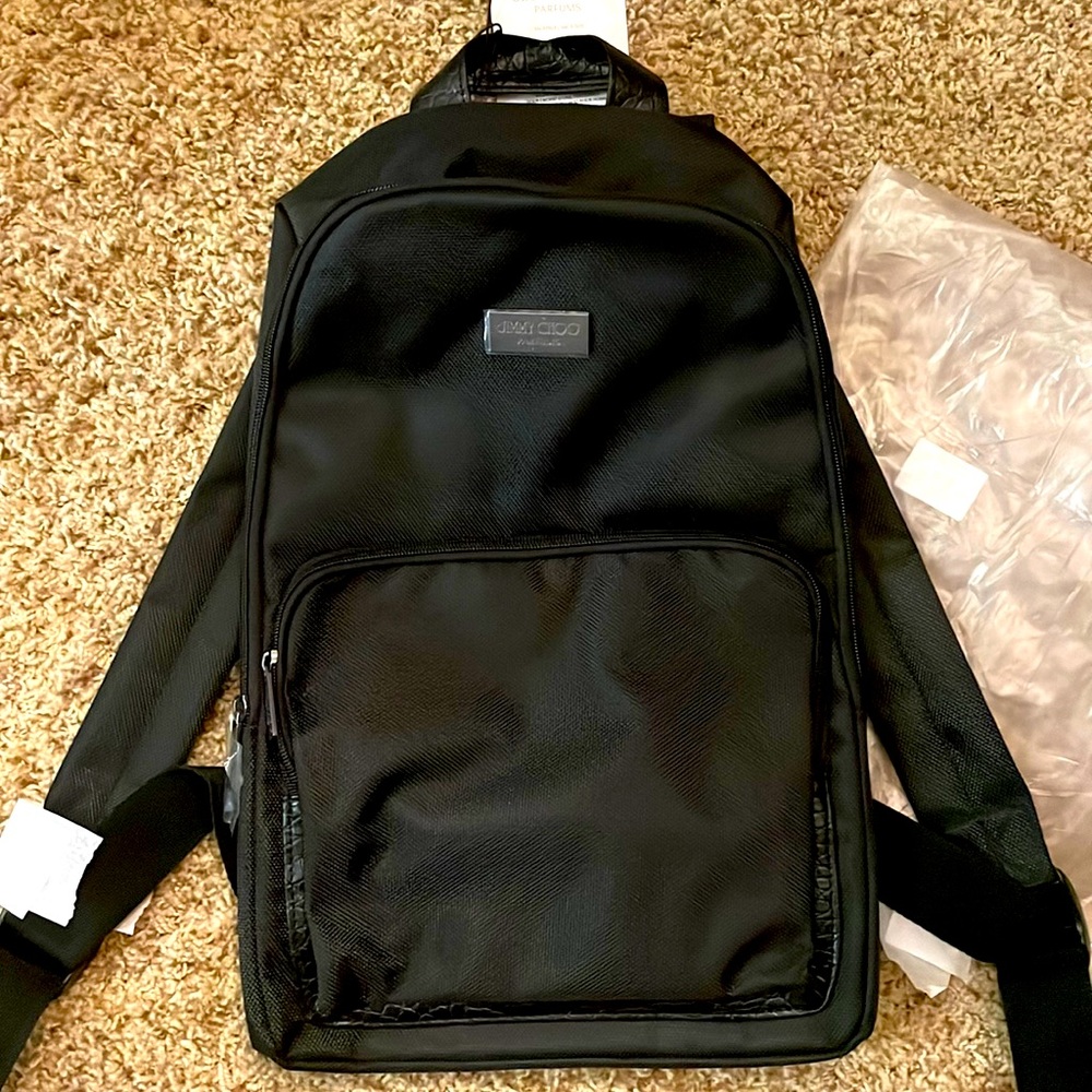 Jimmy Choo Black Backpack W Faux Snakeskin Detail